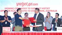 Lãnh đạo Vietjet cùng Bộ trưởng bang Victoria (Úc) công bố đường bay thẳng giữa TP Hồ Chí Minh và Melbourne từ ngày 31/3/2023