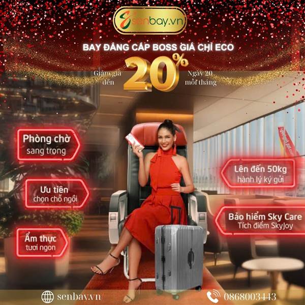 Ưu đãi giảm 20% vào ngày 20 hàng tháng của Vietjet