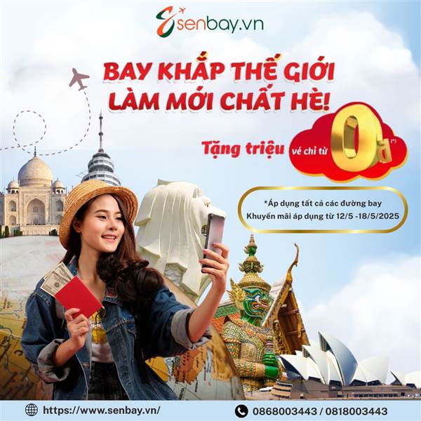 Ưu đãi giờ vàng 12h-14h chỉ từ 0 đồng của Vietjet tại Senbay