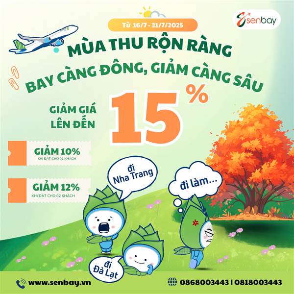 Săn Vé Bamboo Airways Giá Rẻ: Giảm Đến 15% Khi Đặt Tại Senbay Cho Mùa Thu 2025!