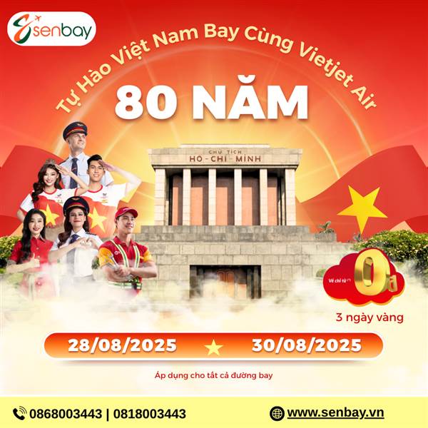 TỰ HÀO VIỆT NAM - SĂN VÉ 0 ĐỒNG VIETJET AIR TẠI SENBAY.VN!