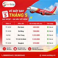 ĐÓN HÈ RỰC RỠ CÙNG CHƯƠNG TRÌNH KHUYẾN MÃI VÉ MÁY BAY VIETJET THÁNG 5 TẠI SENBAY.VN