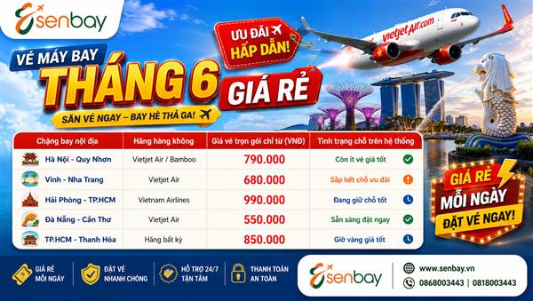 Vé máy bay tháng 6 giá rẻ bất ngờ: Hệ thống Senbay.vn tự động lọc vé giữ chỗ trong 30 giây.