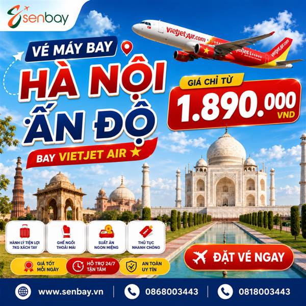 Vé máy bay hà nội ấn độ