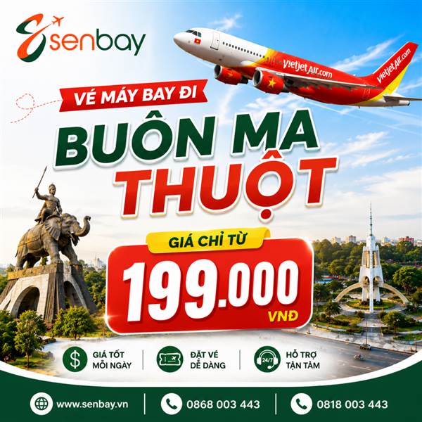 Vé máy bay Buôn Ma thuột giá rẻ