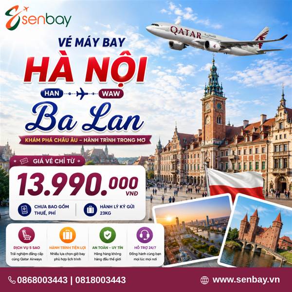 Vé máy bay Hà Nội đi Ba Lan