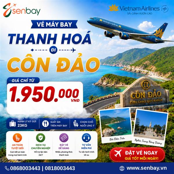 Vé máy bay Thanh Hoá đi Côn Đảo