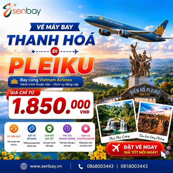 Vé máy bay Thanh Hoá đi Pleiku