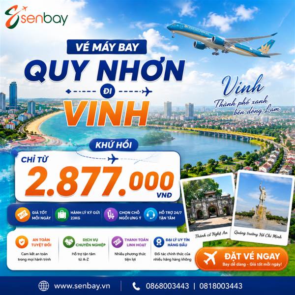 Vé máy bay Quy Nhơn đi Vinh giá rẻ