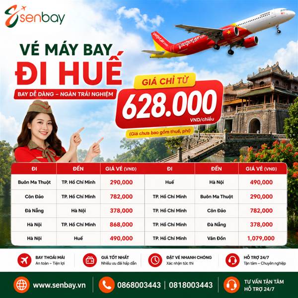 Vé máy bay Huế đi Cần Thơ tại Senbay