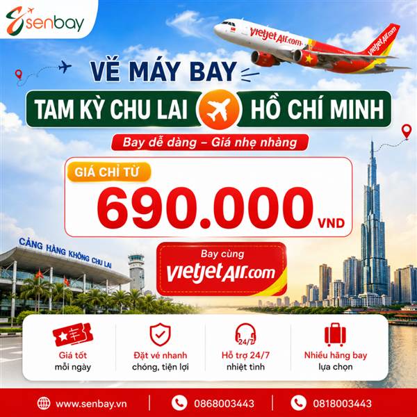 Vé máy bay Tam Kỳ đi Hồ Chí Minh