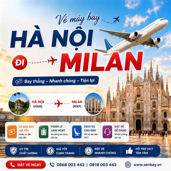 Vé máy bay Hà Nội đi Milan
