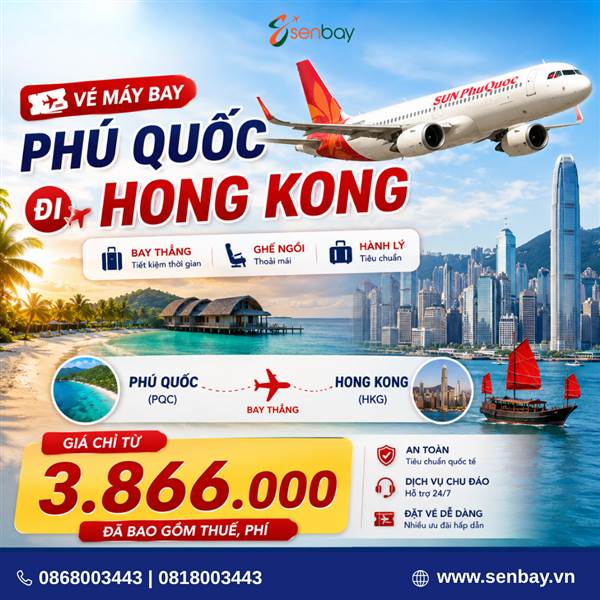 Vé máy bay Phú Quốc đi Hong Kong