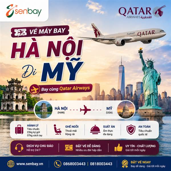 Vé máy bay Hà Nội đi Mỹ hành trình xuyên lục địa an toàn cùng dịch vụ uy tín của Senbay