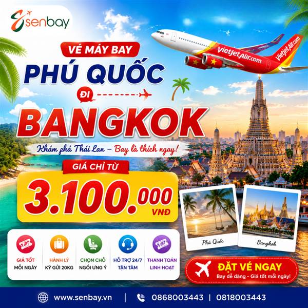 Vé máy bay Phú Quốc đi Bangkok