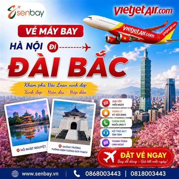 Vé máy bay Hà Nội đi Đài Bắc giá rẻ