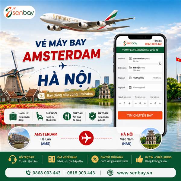 Vé máy bay Amsterdam đi Hà Nội giá rẻ