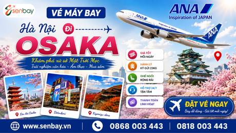 Vé máy bay Hà Nội Osaka tại Senbay: Bí quyết săn vé giá rẻ hành trình Nhật Bản