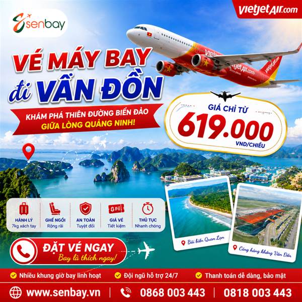 Vé máy bay đi Vân Đồn giá rẻ