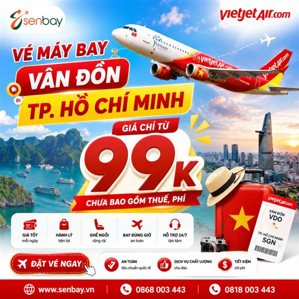 Vé máy bay Vân Đồn đi TP. Hồ Chí Minh minh bạch tại Senbay