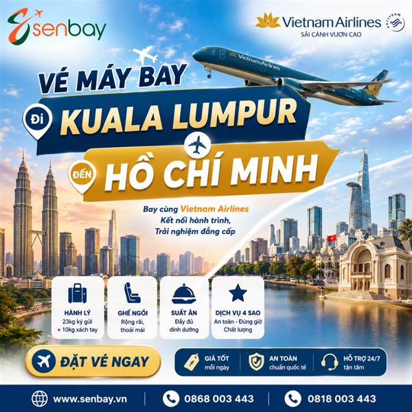 Vé máy bay Kuala Lumpur đi Hồ Chí Minh