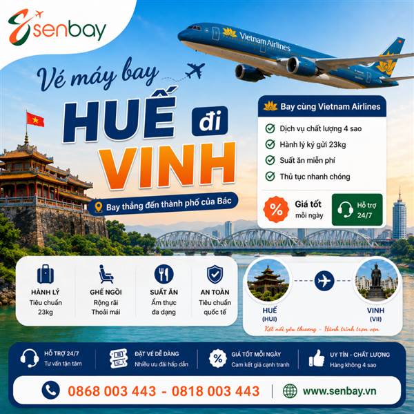 Vé máy bay Huế đi Vinh