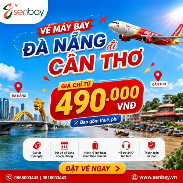 Vé máy bay Đà Nẵng đi Cần Thơ giá rẻ