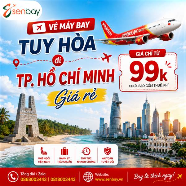 Vé máy bay Tuy Hòa đi TP. Hồ Chí Minh giá rẻ